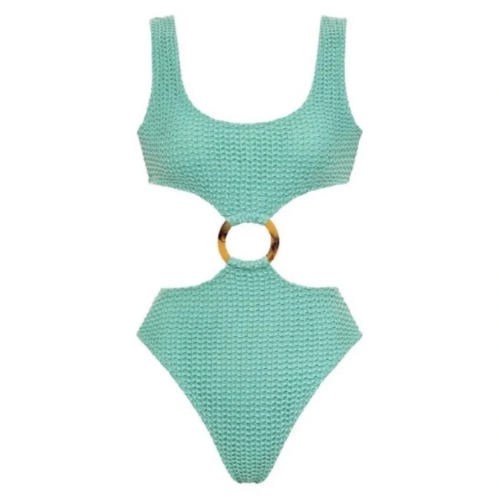 New! montce Ky turquoise crochet one piece swimsuit 24815